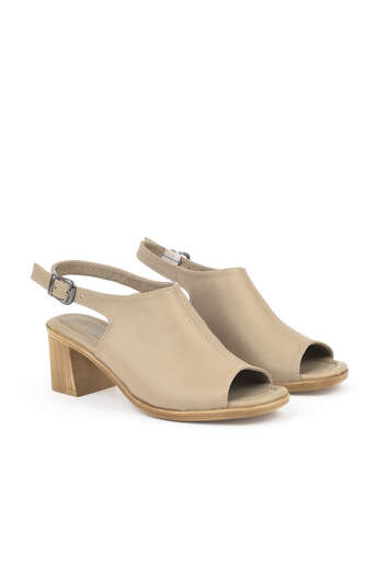 Ziya - Hakiki Deri Kadın Topuklu Ayakkabı Bej (1)