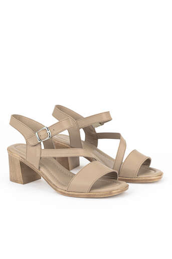 Ziya - Hakiki Deri Kadın Topuklu Ayakkabı Bej (1)