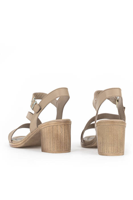 Hakiki Deri Kadın Topuklu Ayakkabı Bej