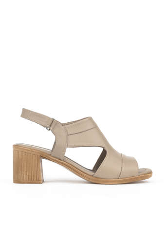 Ziya - Beige Genuine Leather Women's Heels