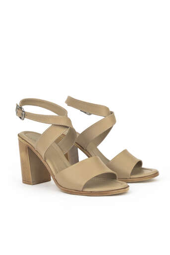 Ziya - Beige Genuine Leather Women's Heels (1)