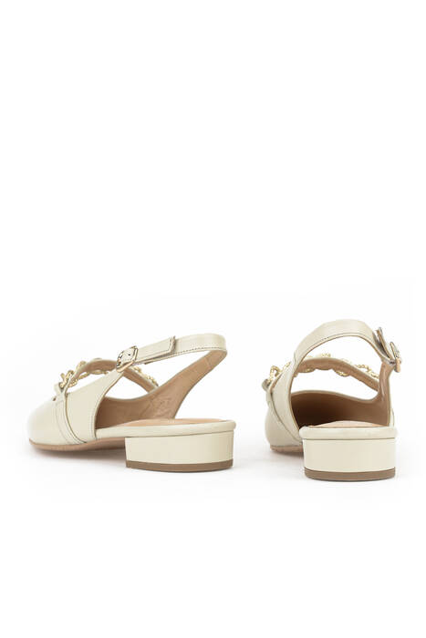 Hakiki Deri Kadın Topuklu Ayakkabı Bej