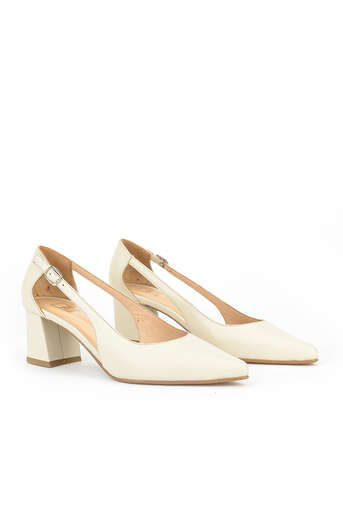 Ziya - Beige Genuine Leather Women's Heels (1)