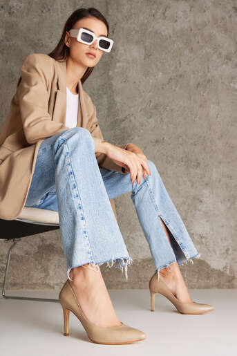 Ziya - Hakiki Deri Kadın Topuklu Ayakkabı Bej (1) Ziya - Hakiki Deri Kadın Topuklu Ayakkabı Bej (1)