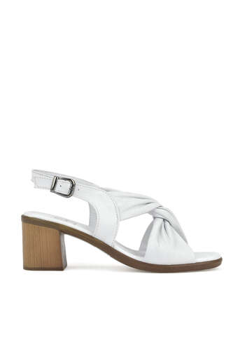 Ziya - Hakiki Deri Kadın Topuklu Ayakkabı Beyaz