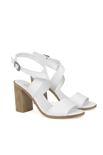 Ziya - White Genuine Leather Women's Heels (1)