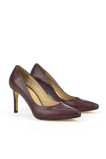 Ziya - Burgundy Genuine Leather Women's Heels (1)