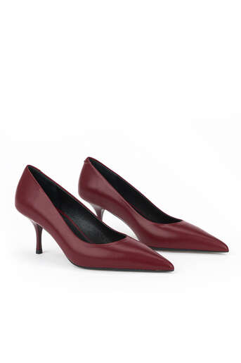 Ziya - Hakiki Deri Kadın Topuklu Ayakkabı Bordo (1)