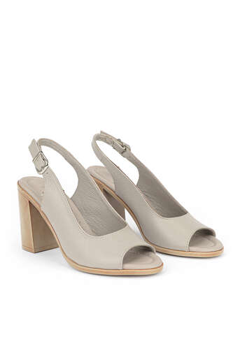 Ziya - Hakiki Deri Kadın Topuklu Ayakkabı Gümüş (1)