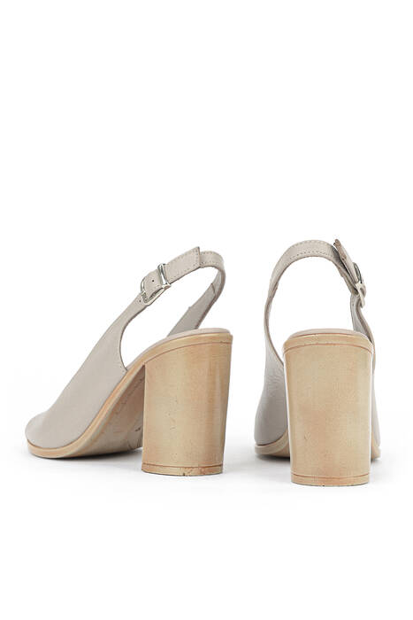 Hakiki Deri Kadın Topuklu Ayakkabı Gümüş