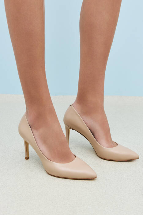 Hakiki Deri Kadın Topuklu Ayakkabı Kahverengi