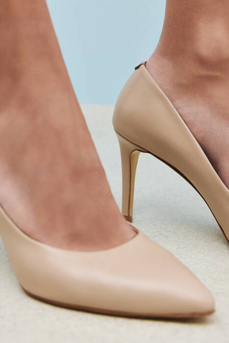 Hakiki Deri Kadın Topuklu Ayakkabı Kahverengi