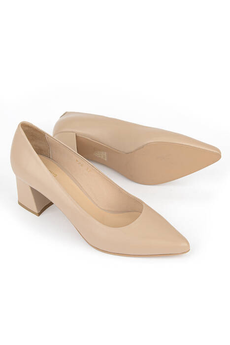 Hakiki Deri Kadın Topuklu Ayakkabı Kahverengi