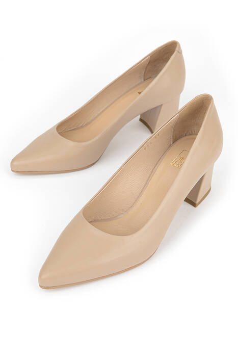 Hakiki Deri Kadın Topuklu Ayakkabı Kahverengi