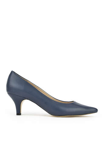 Ziya - Navy Blue Genuine Leather Women's Heels
