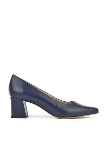 Ziya - Navy Blue Genuine Leather Women's Heels