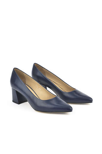 Ziya - Navy Blue Genuine Leather Women's Heels (1)
