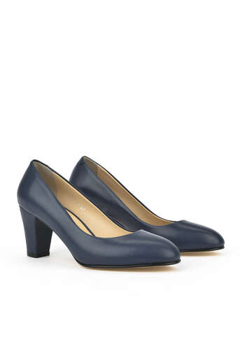 Ziya - Navy Blue Genuine Leather Women's Heels (1)