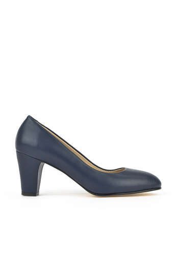 Ziya - Hakiki Deri Kadın Topuklu Ayakkabı Lacivert