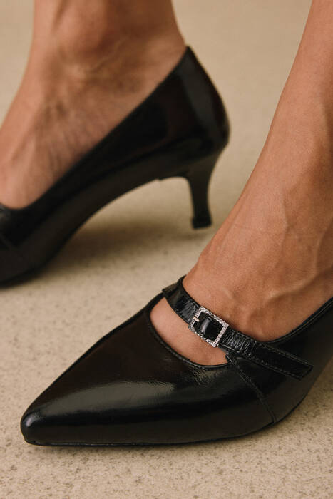 Hakiki Deri Kadın Topuklu Ayakkabı Siyah