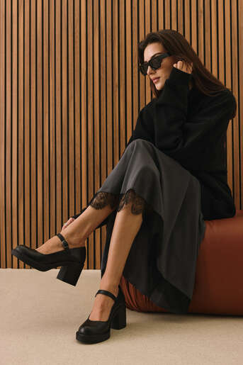 Ziya - Black Genuine Leather Women's Heels (1) Ziya - Black Genuine Leather Women's Heels (1)