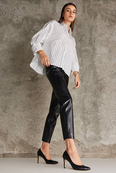 Hakiki Deri Kadın Topuklu Ayakkabı Siyah