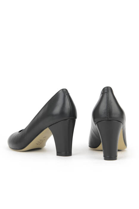 Hakiki Deri Kadın Topuklu Ayakkabı Siyah