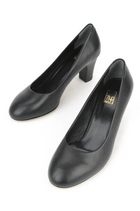 Hakiki Deri Kadın Topuklu Ayakkabı Siyah