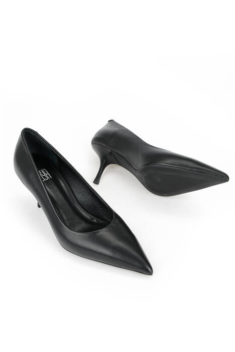 Hakiki Deri Kadın Topuklu Ayakkabı Siyah