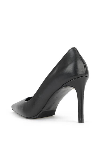 Hakiki Deri Kadın Topuklu Ayakkabı Siyah