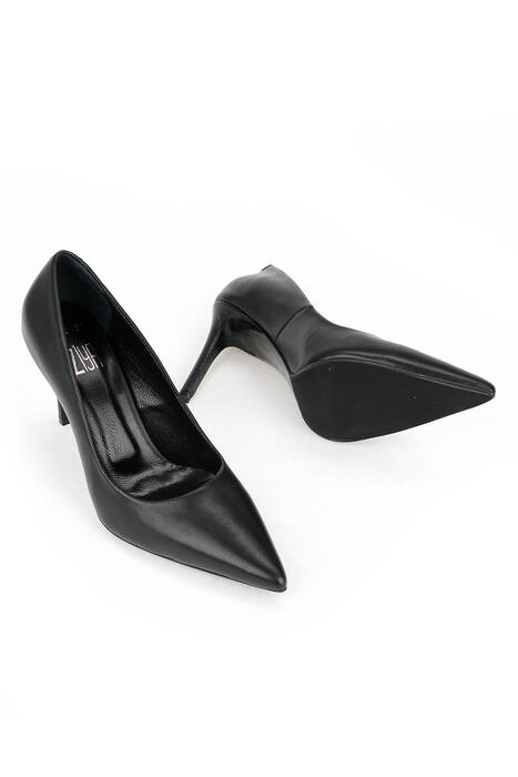 Hakiki Deri Kadın Topuklu Ayakkabı Siyah