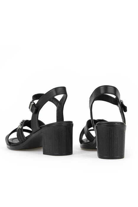 Hakiki Deri Kadın Topuklu Ayakkabı Siyah