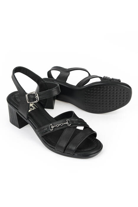 Hakiki Deri Kadın Topuklu Ayakkabı Siyah