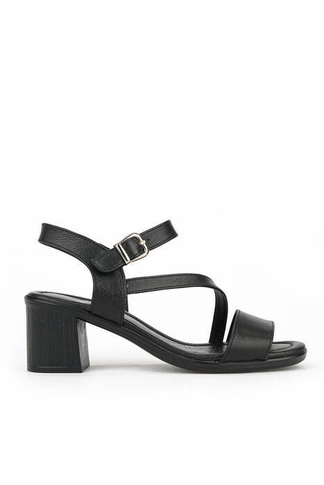 Hakiki Deri Kadın Topuklu Ayakkabı Siyah