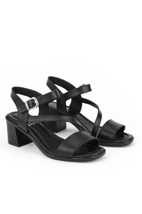 Hakiki Deri Kadın Topuklu Ayakkabı Siyah