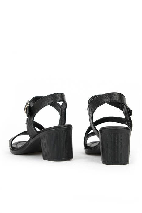 Hakiki Deri Kadın Topuklu Ayakkabı Siyah