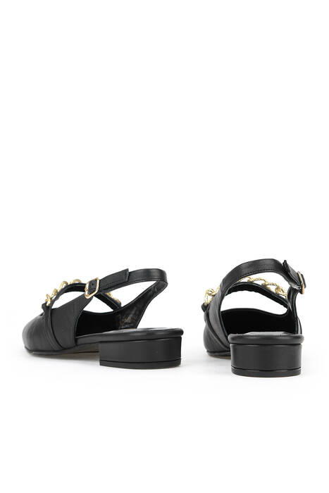 Hakiki Deri Kadın Topuklu Ayakkabı Siyah