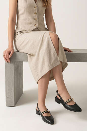 Ziya - Hakiki Deri Kadın Topuklu Ayakkabı Siyah