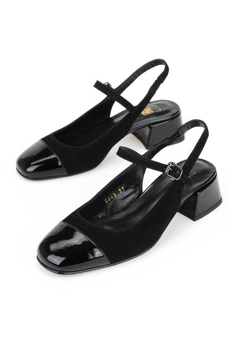 Hakiki Deri Kadın Topuklu Ayakkabı Siyah