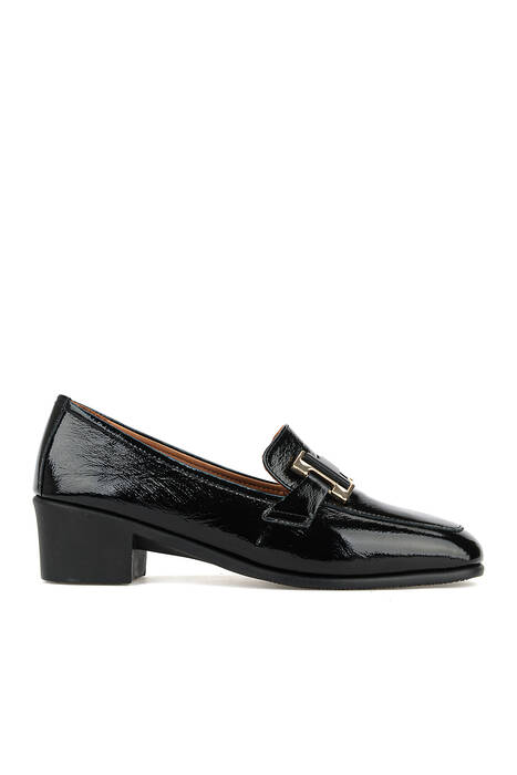 Hakiki Deri Kadın Topuklu Ayakkabı Siyah