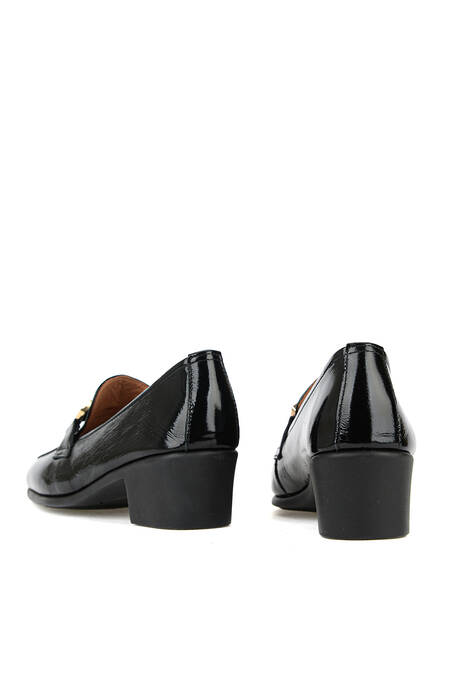 Hakiki Deri Kadın Topuklu Ayakkabı Siyah