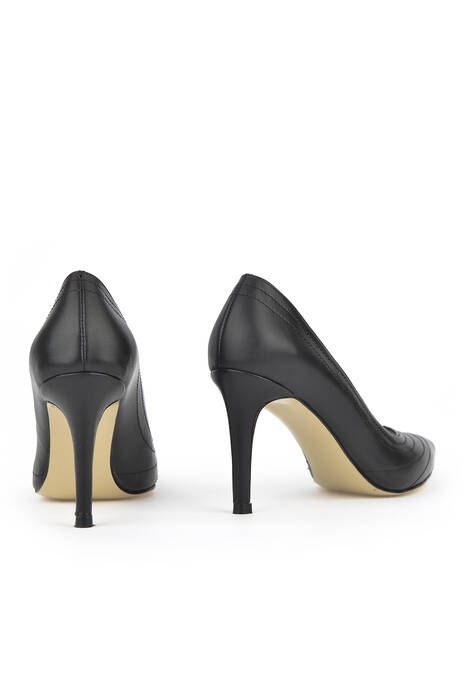 Hakiki Deri Kadın Topuklu Ayakkabı Siyah