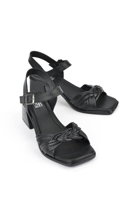 Hakiki Deri Kadın Topuklu Ayakkabı Siyah