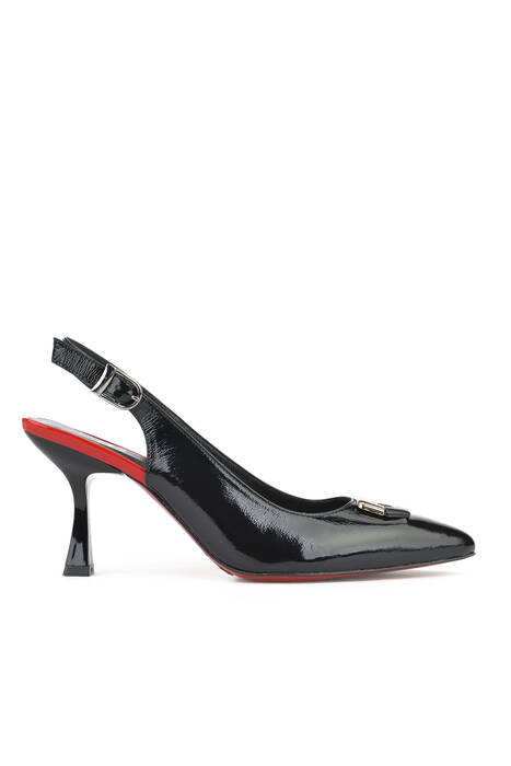 Black Genuine Leather Women's Heels