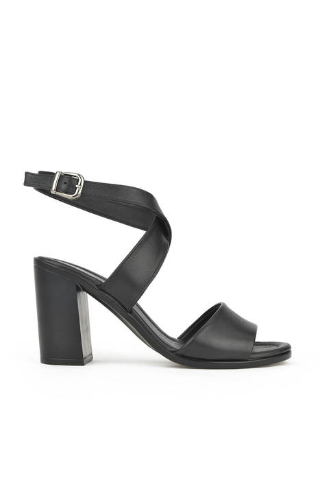 Black Genuine Leather Women's Heels