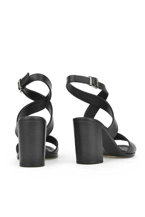 Black Genuine Leather Women's Heels