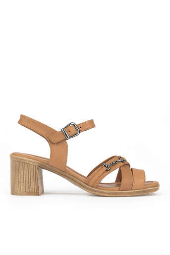 Ziya - Hakiki Deri Kadın Topuklu Ayakkabı Taba