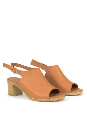 Ziya - Hakiki Deri Kadın Topuklu Ayakkabı Taba (1)