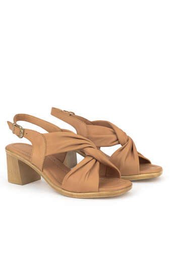 Ziya - Hakiki Deri Kadın Topuklu Ayakkabı Taba (1)