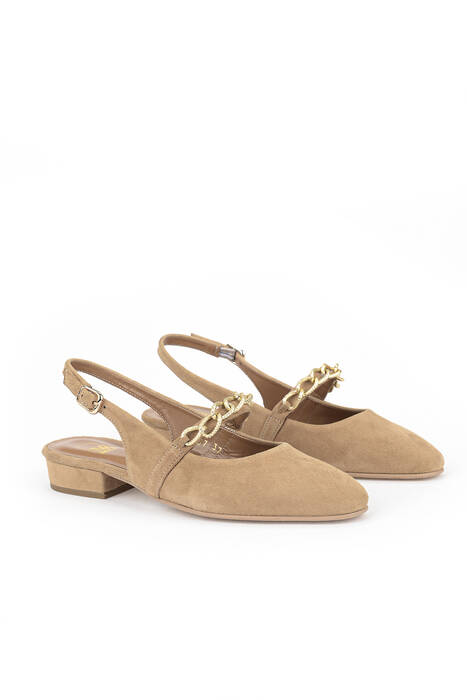 Hakiki Deri Kadın Topuklu Ayakkabı Taba